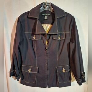 Leslie Stuart Women's Canvas Full Zip Jacket In Black Size 6